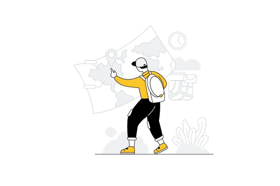 Illustration of map by a man